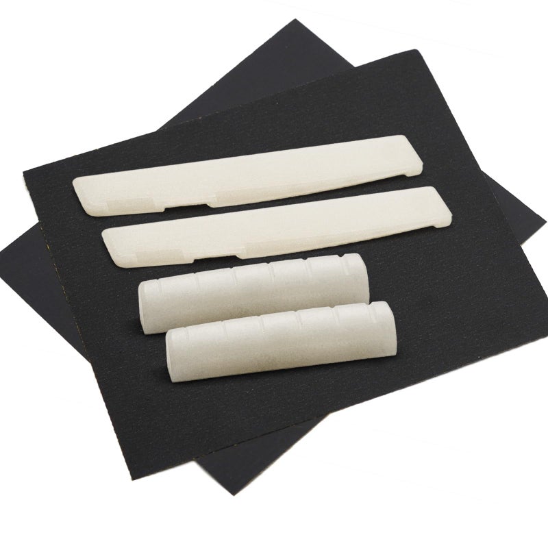 SAPHUE 6 String Acoustic Guitar Bone Bridge Saddle and Nut Made of Real Bone Pack of 2 Sets 4pcs(2 set Acousitc Bone Saddle and Nut) - Image 1